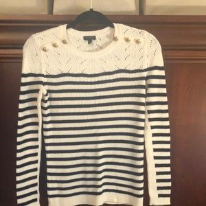Talbots cream and navy striped sweater size P